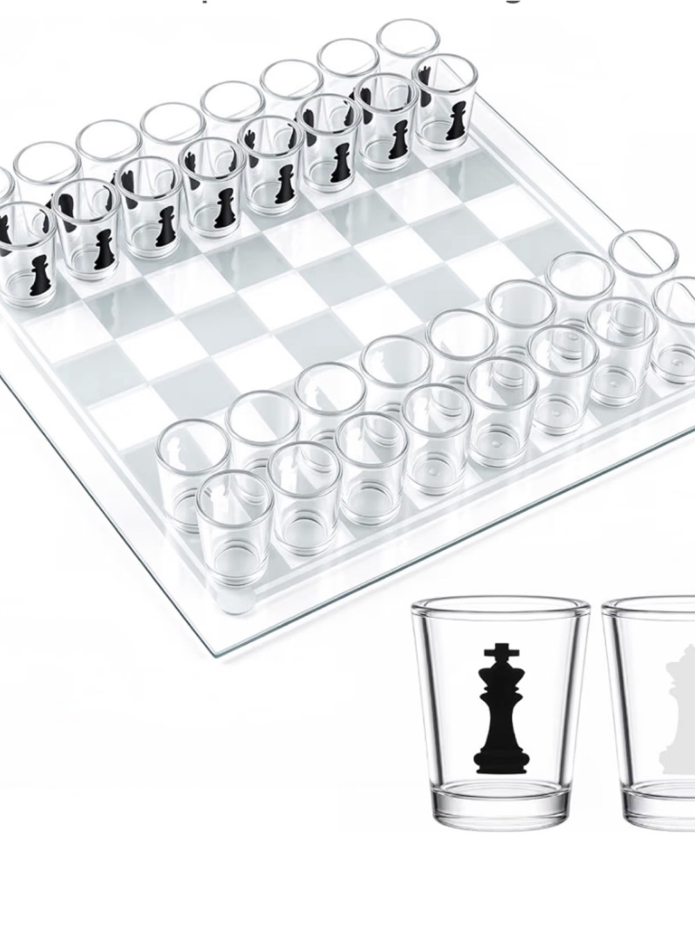 Glass Chess Shot Glass Drinking Game - Clear